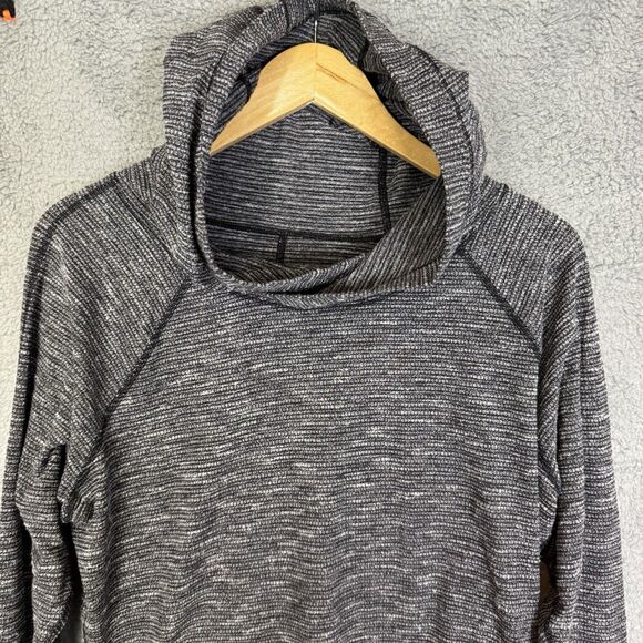 Lululemon Hoodie Womens 10 Black Heathered Long Sleeve Pullover Athletic Stretch - Picture 2 of 7